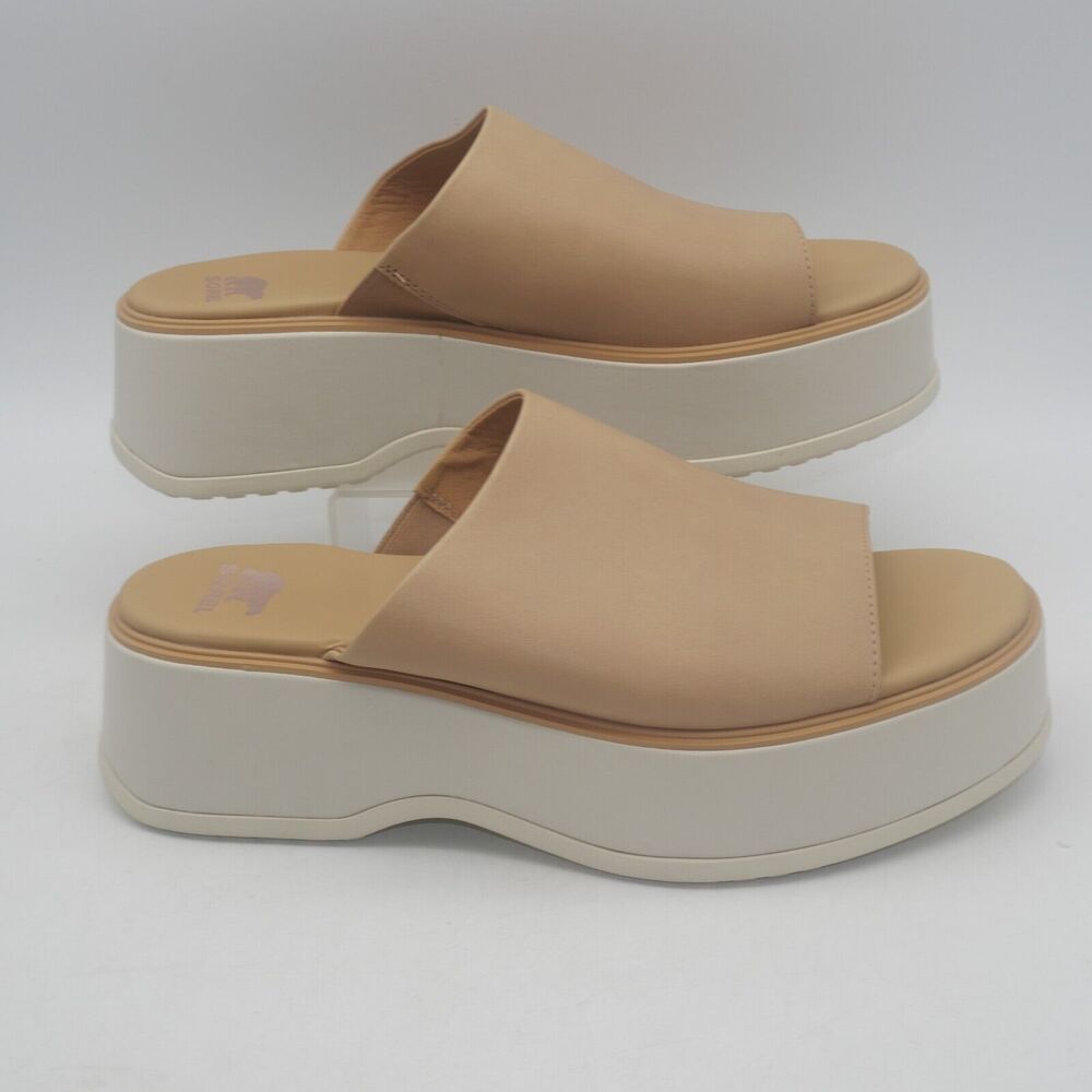 NEW SOREL Women's 10 Dayspring Slide Platform Shoes Sandal Velvet Tan Brown
